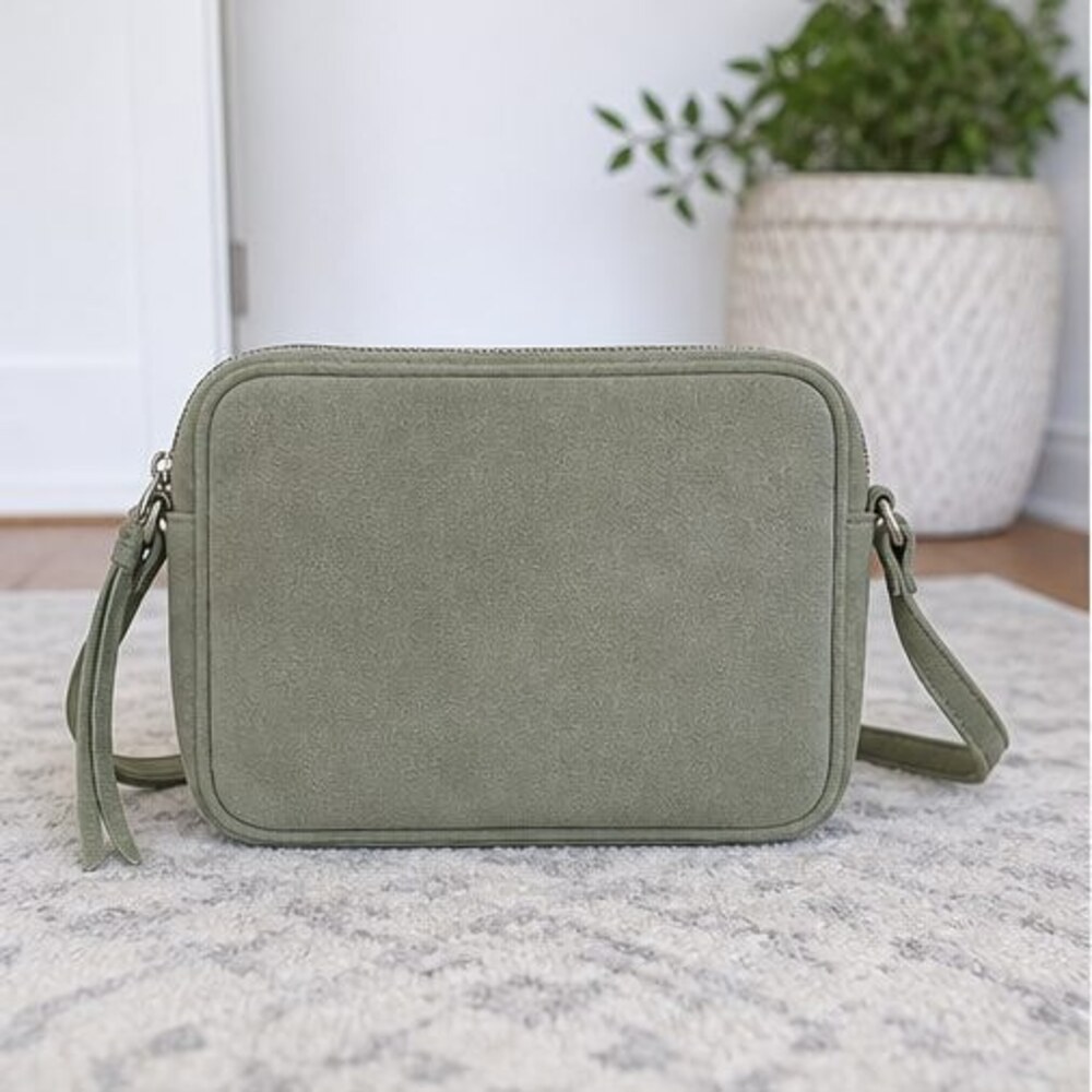 Sage Suede Crossbody Bag